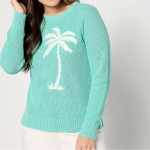New Belle by Kim Gravel Palm Springs Shaker Knit Sweater Mermaid Blue size Large